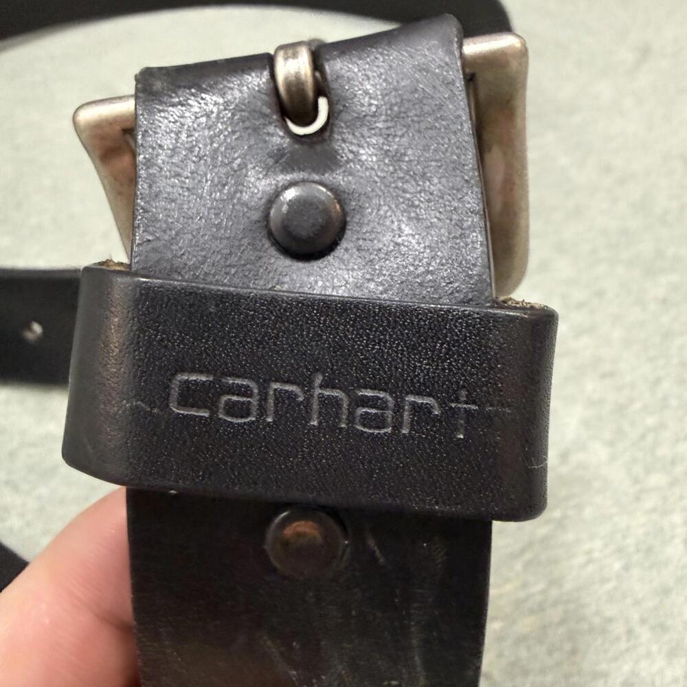 Carhartt Black Leather Belt Style 2201 size 48 Heavy Duty Work Jeans 1.5” Wide - Picture 3 of 6